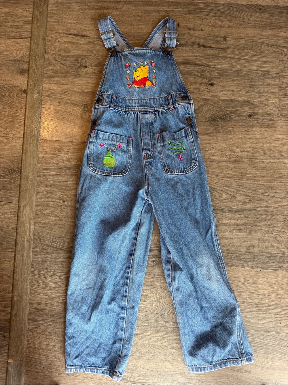 Vintage Winnie the Pooh 100 Acre Collection denim overalls, size 6X embroidered